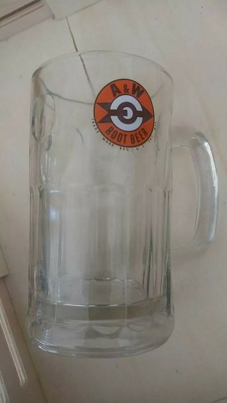 Vintage Glass A&w Root Beer Mug With Orange Bullseye Logo Drive - In