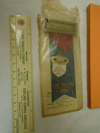 1929 National Federation Of Post Office Clerks Enamel Emblem Ribbon In Bag