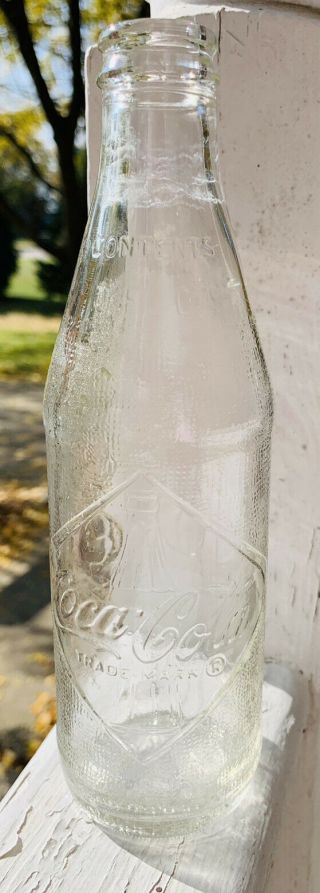 Vintage Coca Cola Coke Clear Bottle Embossed Diamond 10 Ounce Straight Side 3