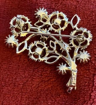 Vtg LISNER Gold Tone Amber Stone Flower Brooch SIGNED 2