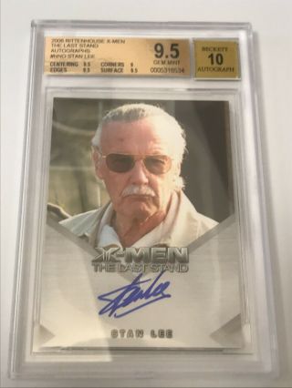 2006 Marvel X - Men The Last Stand Stan Lee Signed Autograph Card Bgs 9.  5 Auto 10