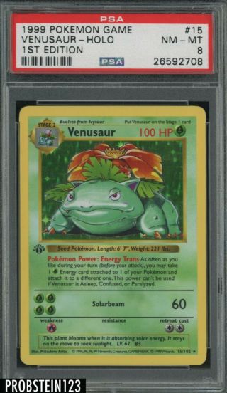 1999 Pokemon Game 1st Edition 15 Venusaur - Holo Psa 8 Nm - Mt