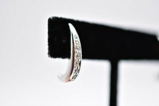 Swarovski Swan Signed Earrings Silver Rhinestones Crystal Hoop Vintage Bin4 3