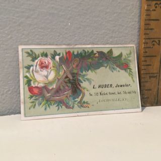 Antique Victorian Trade Card Jeweler L.  Huber Louisville Ky