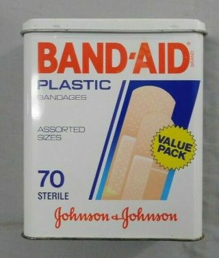 Vintage 1989 Band - Aid Brand Plastic Bandages Empty Tin 5627,  Johnson & Johnson