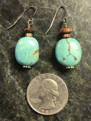 Vintage Sterling Silver Peyote Bird Turquoise Earrings 925 - Never Worn