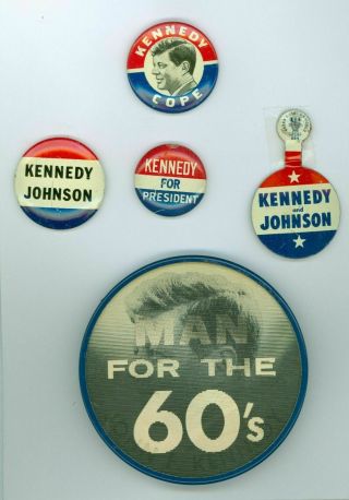 4 Vintage 1960 President John Kennedy Jfk Campaign Pinback Buttons Man For 60s