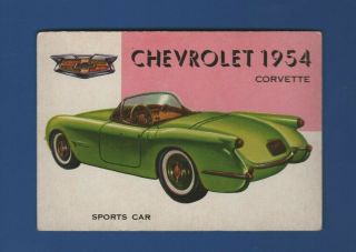 1954 1955 Topps World On Wheels Card 161 Chevrolet Corvette 1954 High Number