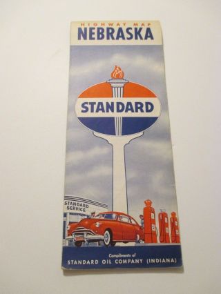 Vintage Standard Oil Nebraska Oil Gas Station Road Map 1948 Estimate