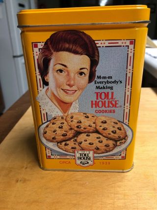 Vintage Nestle Toll House Cookies Metal Tin With Lid