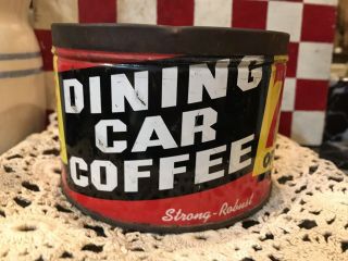 Vintage Dining Car Coffee Can 1 Pound Tin Bold Graphics No Lid