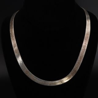 Sterling Silver - Italy 9mm Herringbone Chain Link 21 " Necklace - 34.  5g