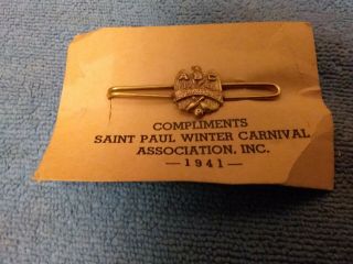 Vintage 1941 St Paul Winter Carnival Abc Bowling Tie Clip On Card
