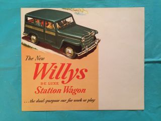 1953 Willys " De Luxe Station Wagon " Car Dealer Showroom Sales Brochure