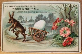 Victorian Trade Card Washburn Crosby Gold Medal Flour Rabbit Egg Minneapolis Mn