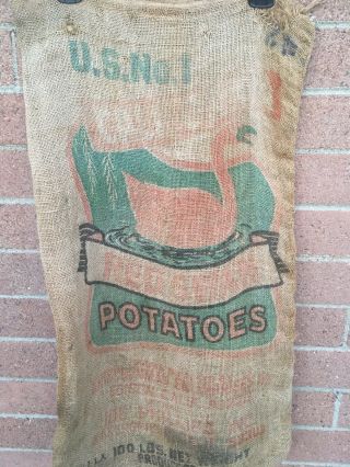 Vintage - Red Swan Edison,  Ca 100 Lbs.  - Burlap Potato Sack Bag