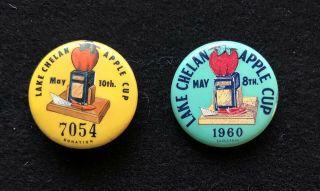 Pair Lake Chelan Apple Cup Hydroplane Racing Buttons