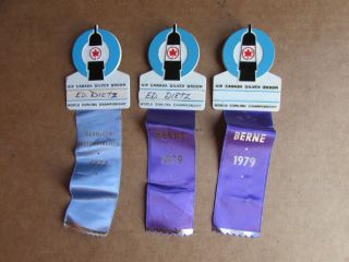 Curling Pin Ribbons Air Canada Silver Broom World Curling Championship 1972 1979