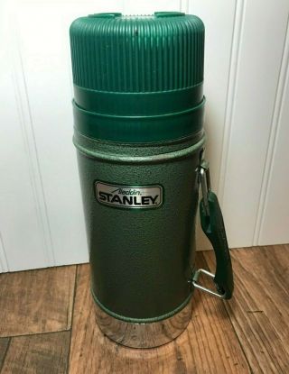 Vintage Stanley Aladdin Wide Mouth 24 Oz Thermos,  A1350b Green Lid & Handle