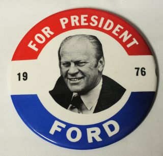 Gerald Ford For President 1976 Campaign Election Pinback Button Pin Vote - Bk762