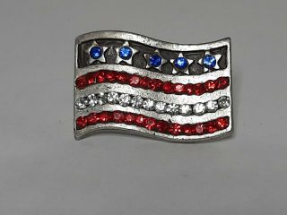 Vintage Collectible Pin: American Flag Red White Blue Jewel Usa July 4th