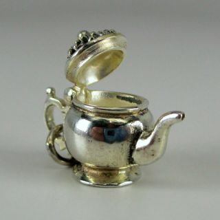 Vintage English Teapot Charm For Bracelet Sterling Silver Movable Lid Pendant