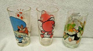 Pepsi Collector Series Glasses Warner Bros Tuffy,  Speedy,  And Bugs Bunny