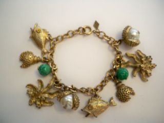 Vintage Sarah Coventry 1964 " Sea Charms " Themed Dangle Bracelet