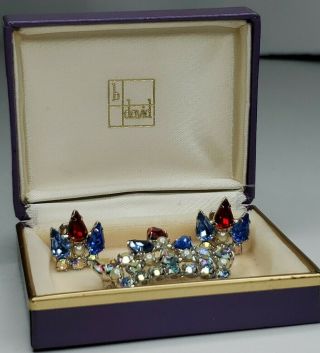 B David Rhinestone Crown Earrings And Pin Brooch 2