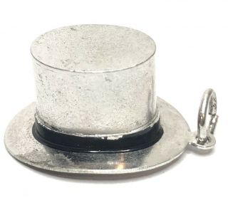 Rare Vintage Sterling Silver 925 Charm Large Top Hat 1”