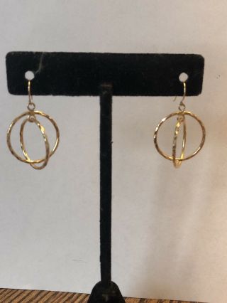 Vintage 14k Yellow Gold Earrings Round Hoop
