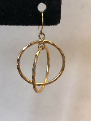 Vintage 14k Yellow Gold Earrings Round Hoop 2