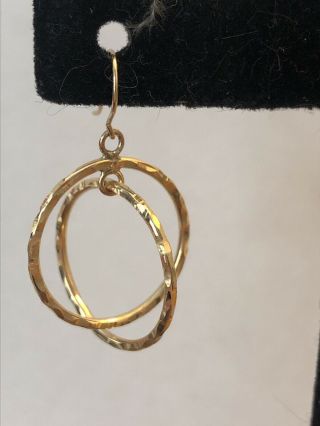 Vintage 14k Yellow Gold Earrings Round Hoop 3