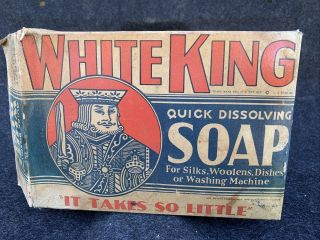 Vintage Large White King Soap Box “it Takes So Little”