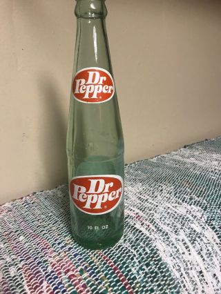 Dr.  Pepper Soda Pop Green Glass Bottle Vintage 10 Fluid Oz