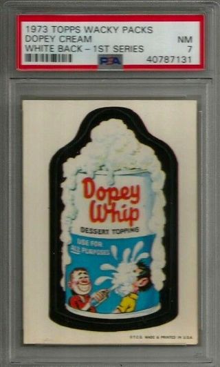 1973 Topps Wacky Packages Dopey Cream 1st Series White Back Psa 7 Nm Card