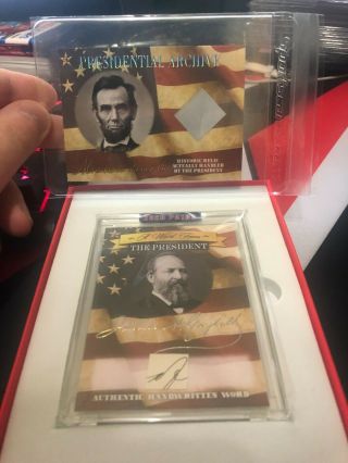 2020 Sportscards Potus President James Garfield Word & Abraham Lincoln Relic