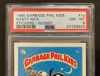 1985 Garbage Pail Kids OS1 Nasty Nick 1a PSA 8 NM - MT - RARE GLOSSY CARD TWT 3