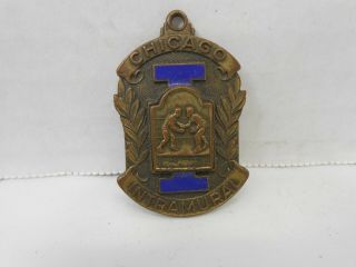 Vintage Medal 1948 - 49 Chicago Park District Intramural Wrestling 1st Place
