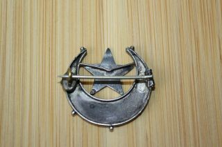 Victorian Crescent Moon and Star Sterling Silver Brooch Pin 2