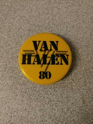 Vintage 1980 “van Halen 80” Promotional Concert Pin Button Badge 1.  5”