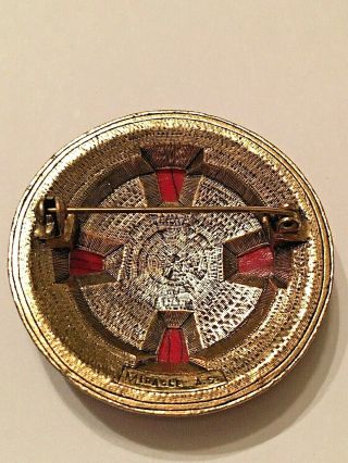 Vintage Miracle Celtic Brooch Pin RED Stones and Enamel 3