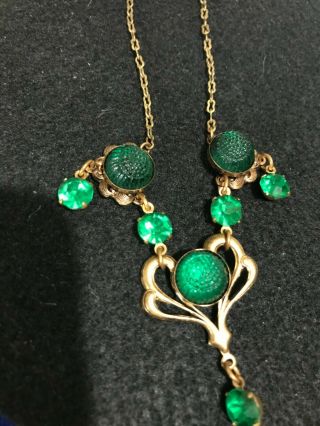 Necklace from early 1900 ' s,  Green RS,  Domed molded beads 2