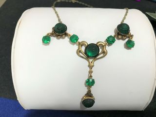 Necklace from early 1900 ' s,  Green RS,  Domed molded beads 3