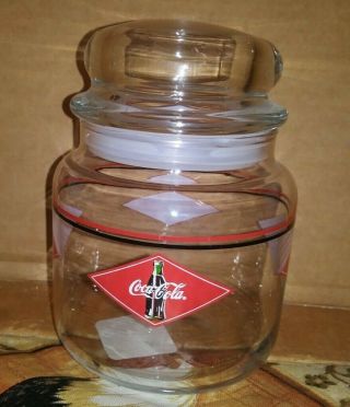 Anchor Hocking Coca Cola Glass Canister Candy Jar