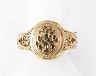 Victorian Gold Filled Open Scrollwork Pattern Locket 1 3/8 " Wide Bangle Bracelet