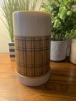 Vintage Aladdin Best Buy Thermos Bottle Wide Mouth Pint Tan Brown Red Plaid