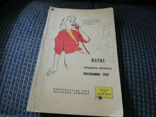 December 1959 Telephone Directory Wayne Nebraska Northwestern Bell Telephone Co