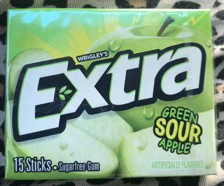 Extra Green Sour Apple Chewing Gum (1 Collector Pack - 15 Sticks)