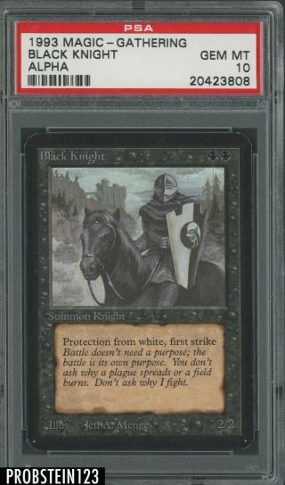 1993 Magic The Gathering Mtg Alpha Black Knight Psa 10 Gem